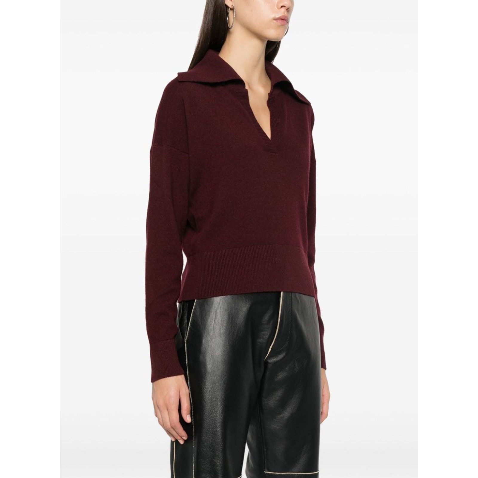 Federica Tosi Italy Fine Knit Wool Cashmere Polo Sweater Farfetch Yoox 42 M $350